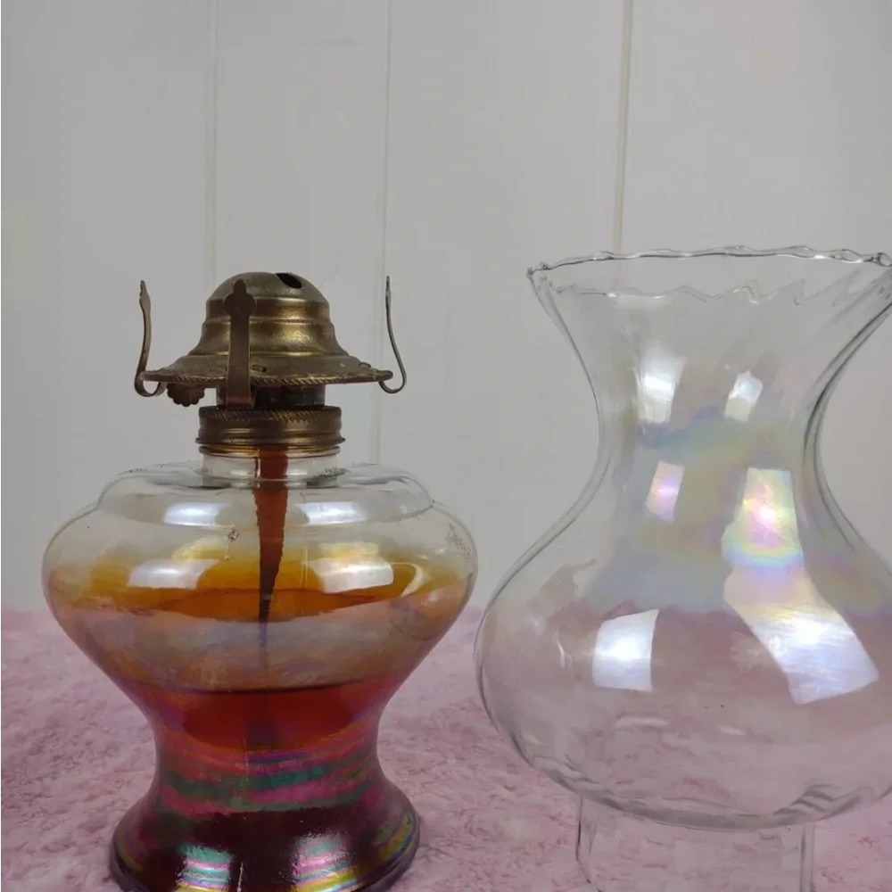 Hurricane oil lamps, 2tone glass, Red & clear , hurricane shade, Federal, Eagle